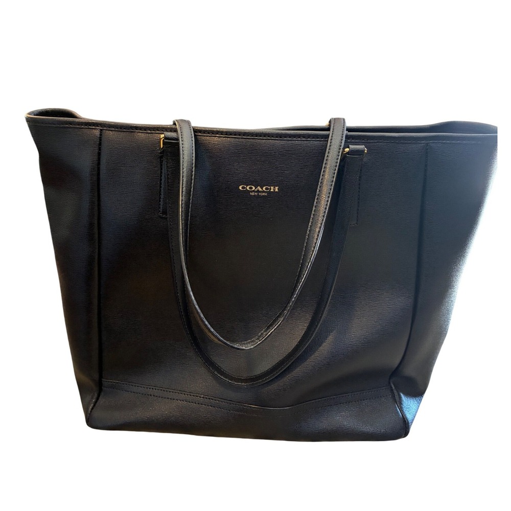 Coach Metro Tote Women Large Black Excellent Leather Shoulder Bag 23821